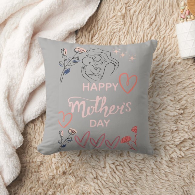 Coussin Ligne Moderne Art Mère et Bébé Bonne Fête des Mère (Couverture)