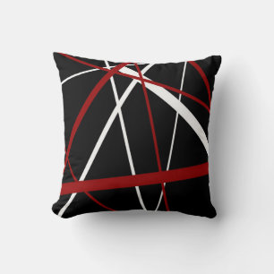 Coussin Ligne Moderne Géométrie Urbaine Noir Blanc Rouge