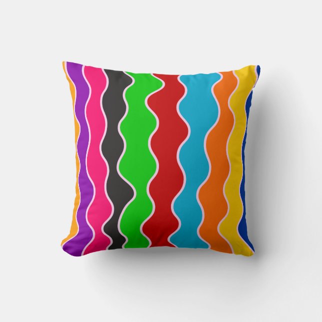 Coussin Ligne ondulée verticale colorée motif (Recto)