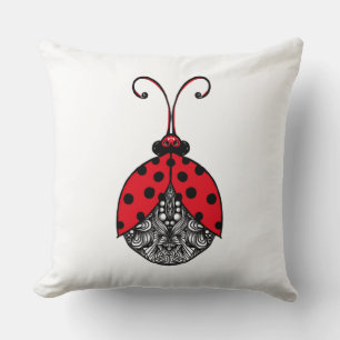 Coussin Ligne rouge noir et blanc, enchevêtrement ladybug