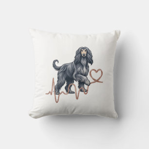 Coussin Lignée de battement de coeur de chien Afghan Hound