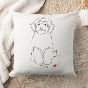 Coussin Lignée de chiens caniches avec nom