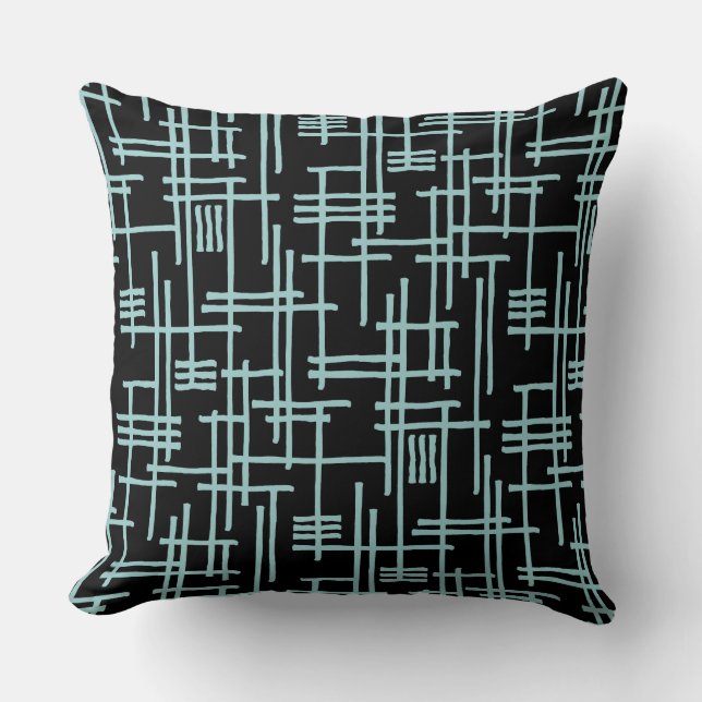 Coussin Lignes Abstraites 120923 - Bleu Clair Vert sur Noi (Recto)