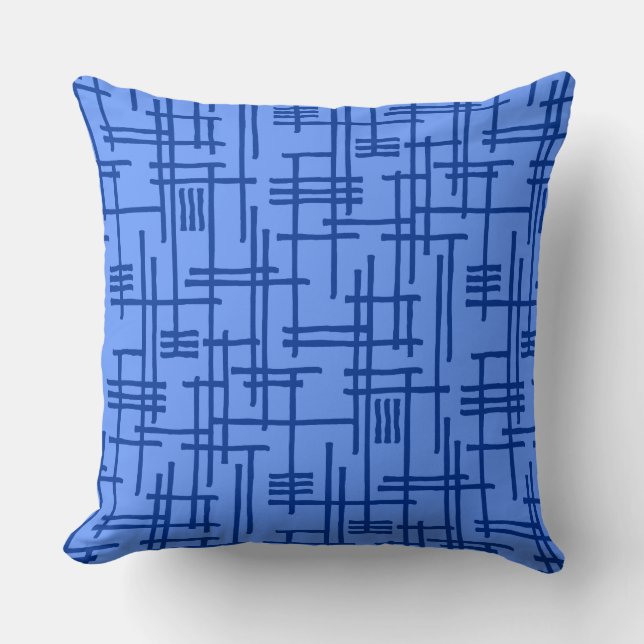 Coussin Lignes Abstraites 120923 - Bleu marine sur Bleu bé (Recto)
