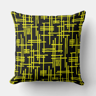 Coussin Lignes Abstraites 120923 - Jaune sur Noir