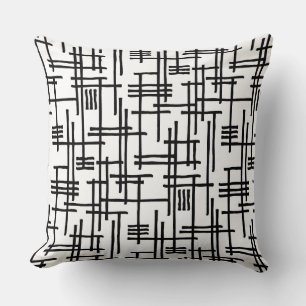 Coussin Lignes Abstraites 120923 - Noir sur Blanc