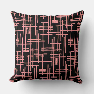 Coussin Lignes Abstraites 120923 - Rose doux sur noir