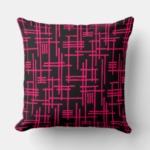 Coussin Lignes Abstraites 120923 - Rouge néon sur noir