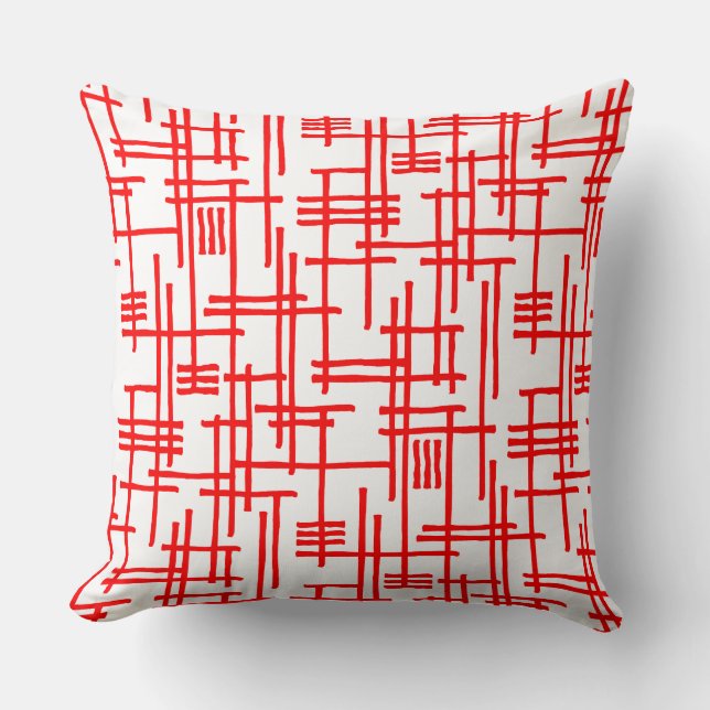 Coussin Lignes Abstraites 120923 - Rouge sur Blanc (Recto)