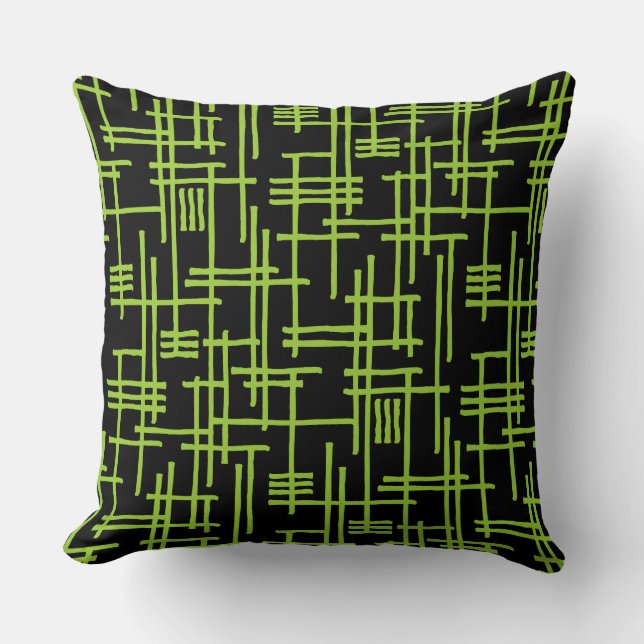 Coussin Lignes Abstraites 120923 - Vert Martien sur Fond N (Recto)