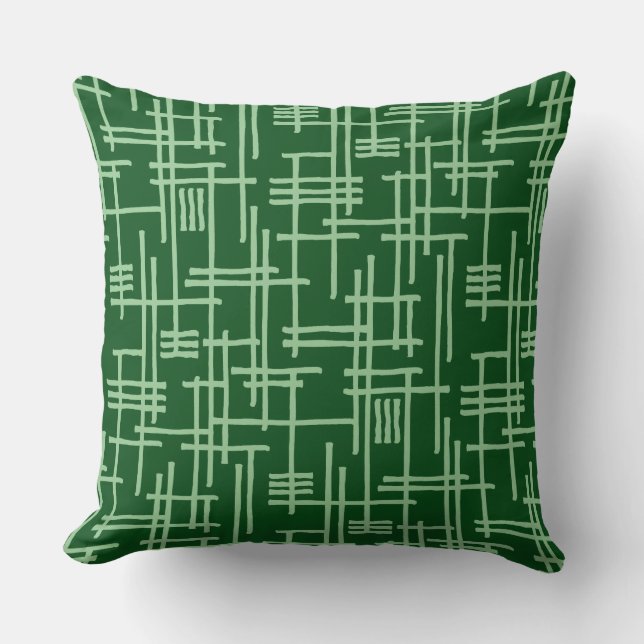 Coussin Lignes Abstraites 120923 - Vert pâturé sur Gn Forê (Recto)