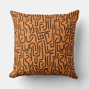 Coussin Lignes Abstraites 130318 - Noir sur #EA8430 oran