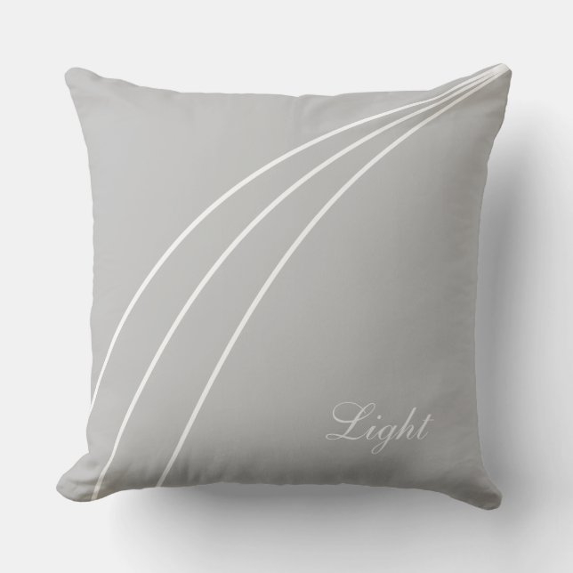 Coussin Lignes Abstraites blanches modernes sur gris (Recto)
