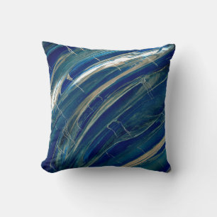 Coussin Lignes Abstraites de vague bleue