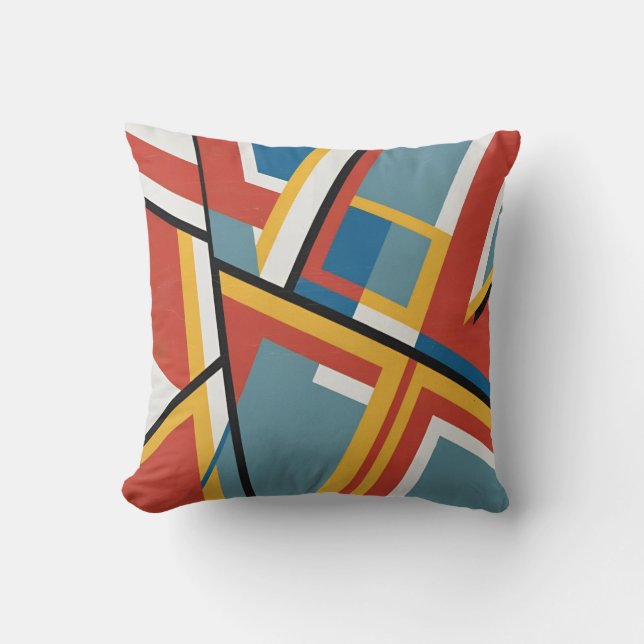 Coussin Lignes Abstraites Modernes Du Milieu Du Siècle Lan (Recto)