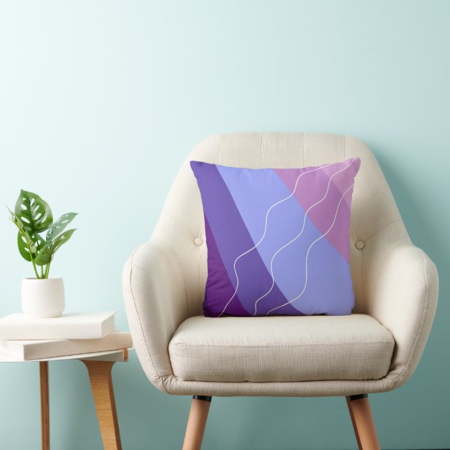 Coussin lignes abstraites pourpres (Chaise)