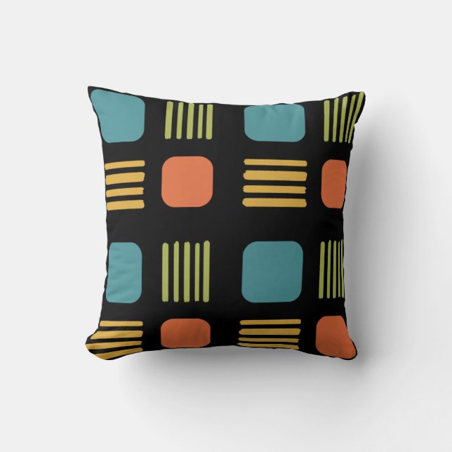 Coussin Lignes Carrés modernes du milieu du siècle (Recto)