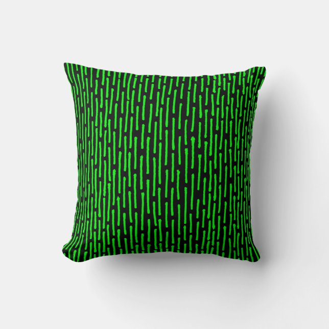 Coussin Lignes cassées - Vert sur Noir (Recto)