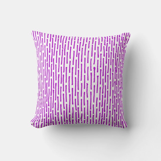 Coussin Lignes cassées - violet sur blanc (Recto)