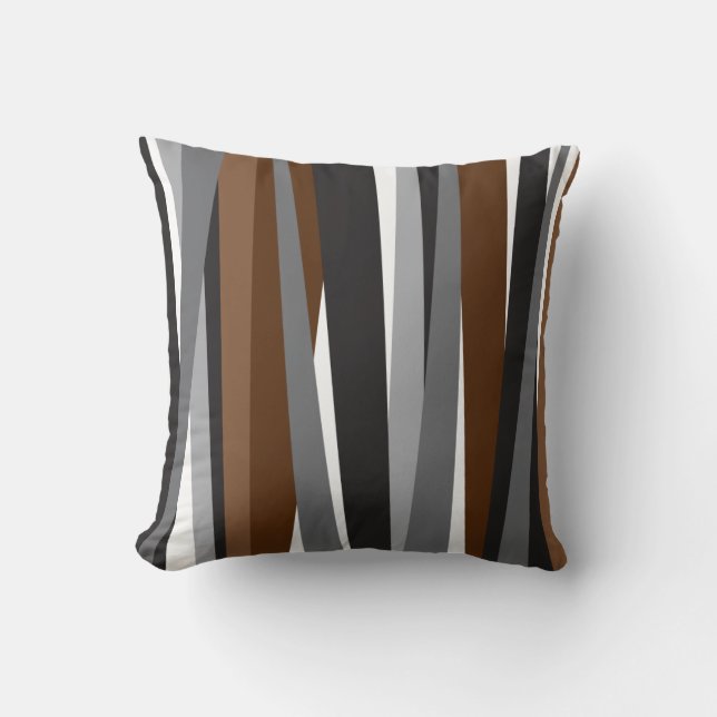 Coussin Lignes conception noire Brown de motif de | (Recto)