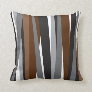 Coussin Lignes conception noire Brown de motif de