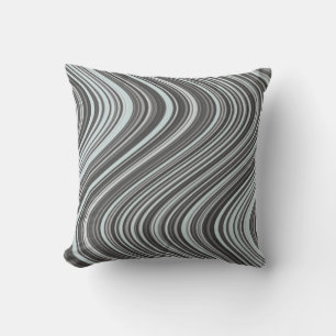Coussin Lignes courbes en cyan et gris