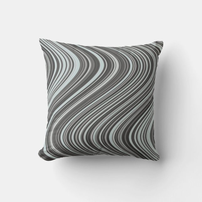 Coussin Lignes courbes en cyan et gris (Recto)