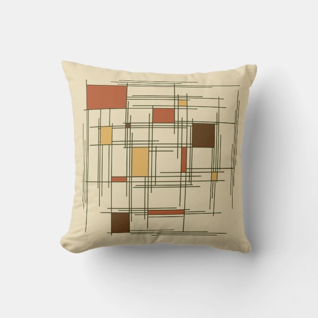 Coussin Lignes d'art Abstraites des années 1940 (Recto)