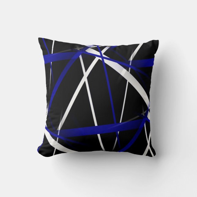 Coussin Lignes de bleu de Criss et blanches royales (Recto)