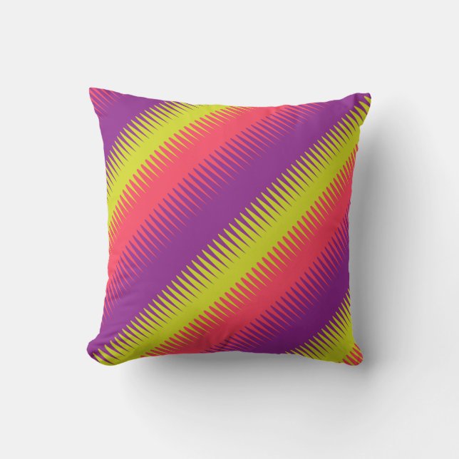 Coussin Lignes de dent de chien lime de corail violet jete (Recto)