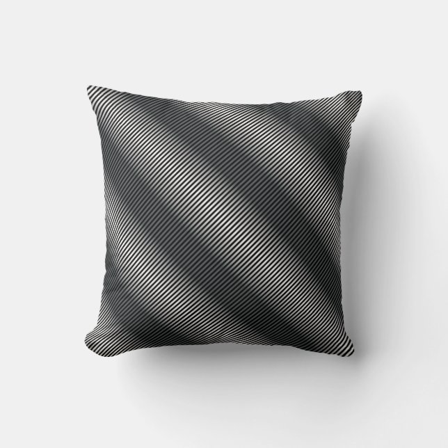 Coussin Lignes de gris noir et blanc ultra minces (Recto)