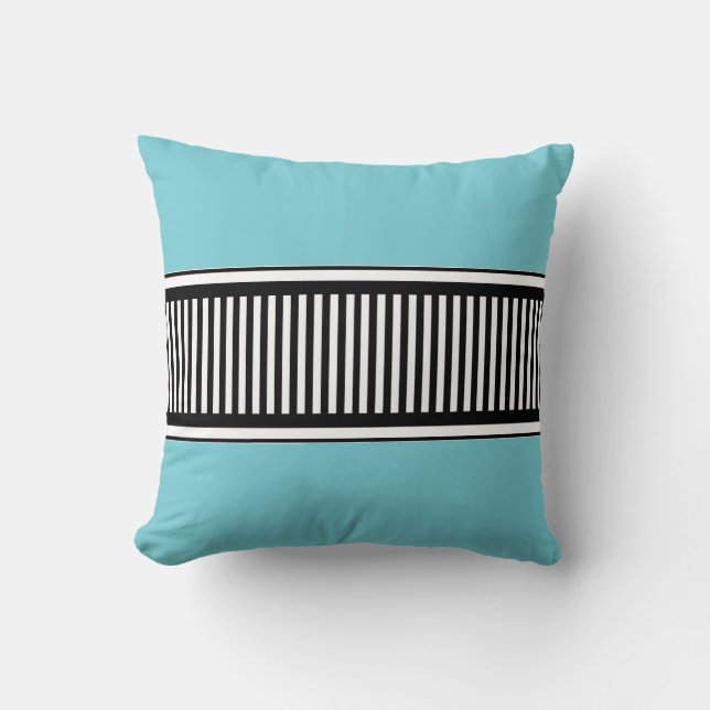 Coussin Lignes de points noirs et bleus Abstrait (Recto)