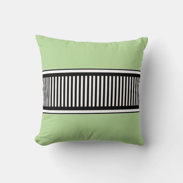 Coussin Lignes de points Polka vert et noir Sage Abstrait (Recto)