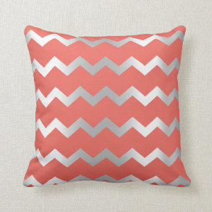 Coussin Lignes de rayures gris gris gris argenté de Chevr