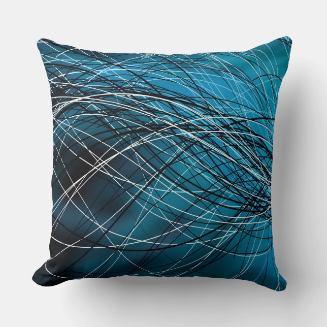Coussin Lignes de tourbillonnement cyan - carreau (Recto)