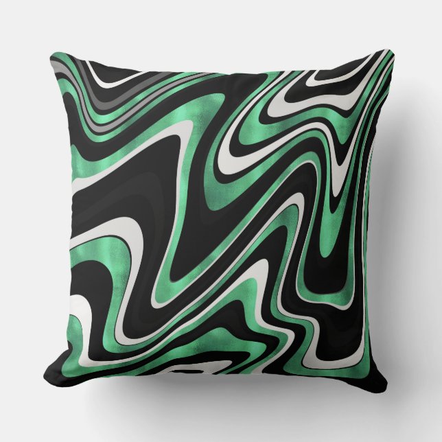 Coussin Lignes de Verre Vert Noir Rétro Design moderne (Recto)