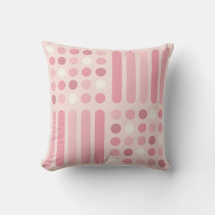 Coussin Lignes du milieu du siècle Cercles Vanille rose