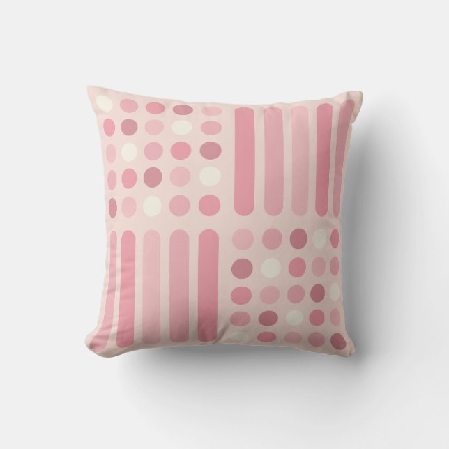 Coussin Lignes du milieu du siècle Cercles Vanille rose (Recto)