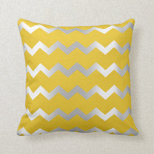 Coussin Lignes en métal jaune gris argenté Chevron