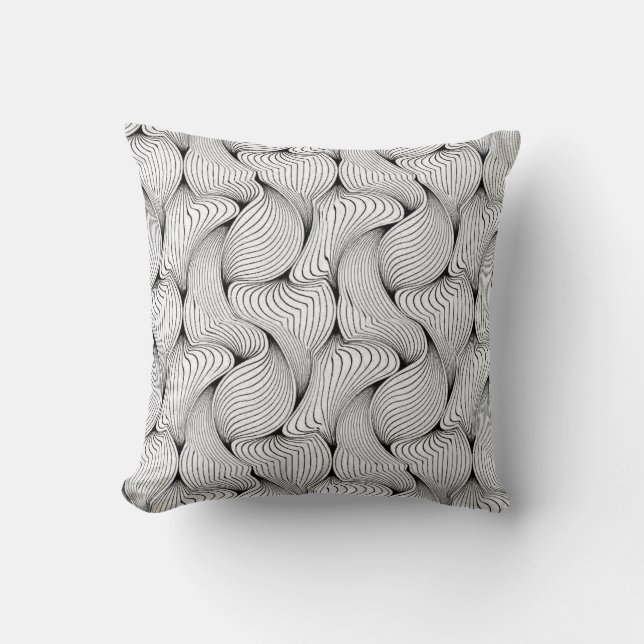 Coussin Lignes entrelacées noir et blanc uniques (Recto)