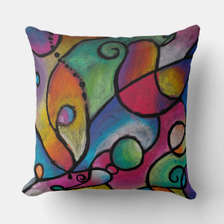 Coussin Lignes et formes abstraites colorées