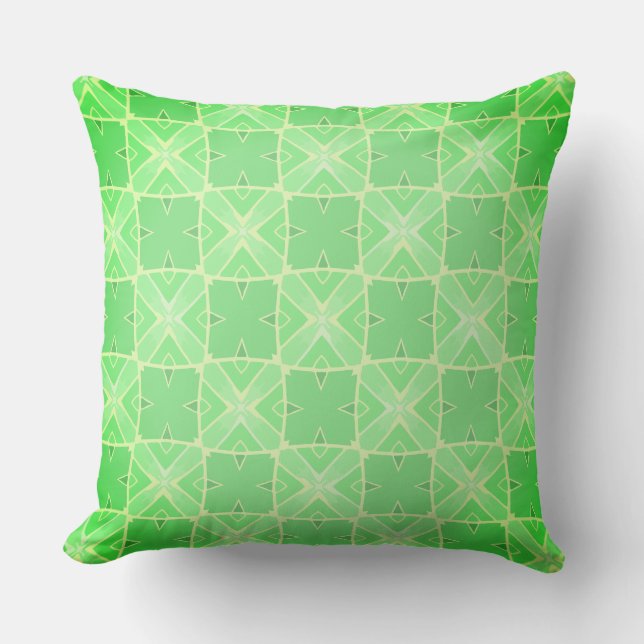 Coussin Lignes et formes vertes cool (Recto)