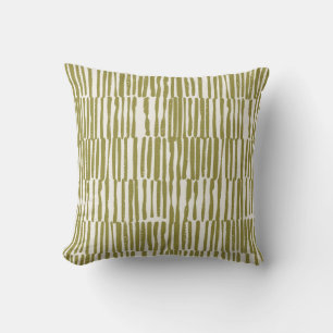 Coussin Lignes géométriques abstraites vert olive unique c