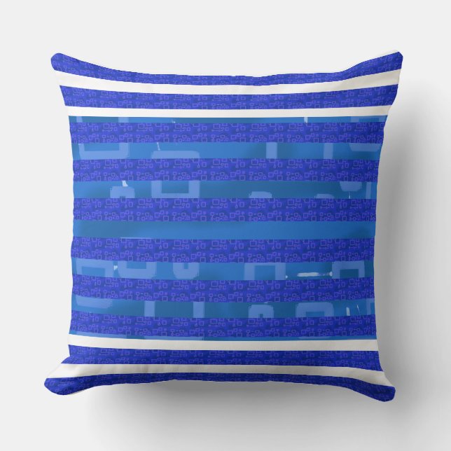 Coussin Lignes géométriques bleu blanc cool (Recto)