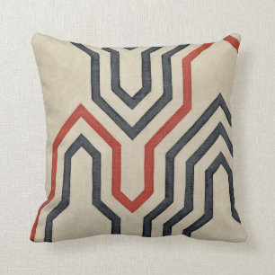 Coussin Lignes graphiques orange et bleu