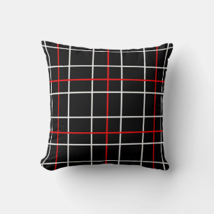Coussin Lignes graphiques rouges et blanches à motif carre