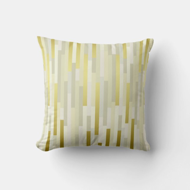 Coussin Lignes informatiques géométriques Bandes de moutar (Recto)