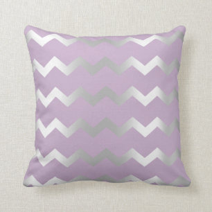 Coussin Lignes Lavande Gris Gris Argent Chevron