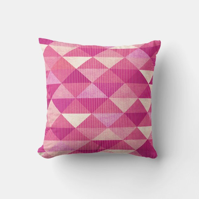 Coussin Lignes modernes fuschia géométrique de | (Recto)