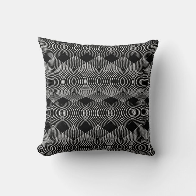 Coussin Lignes monochromes : Conception abstraite texturée (Recto)